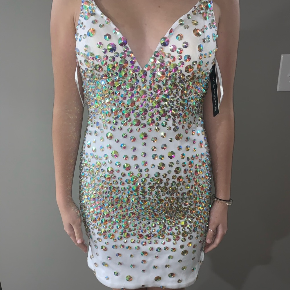 Vienna White Rhinestone Dress
